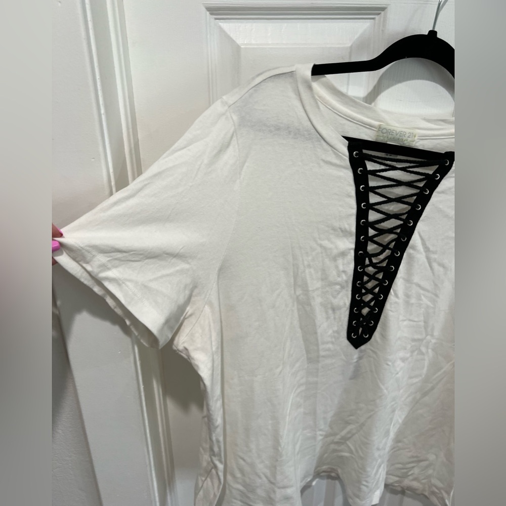 WORN ONCE Lace up / tie up short sleeve t shirt